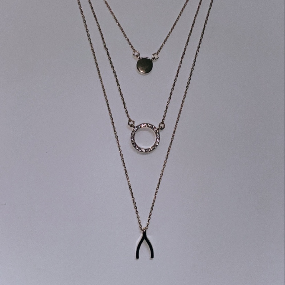 Wishbone Chic Layering Necklace Rhinestone Set - Picture 5 of 10